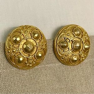 Vermeil clip earrings - cast vintage button design
